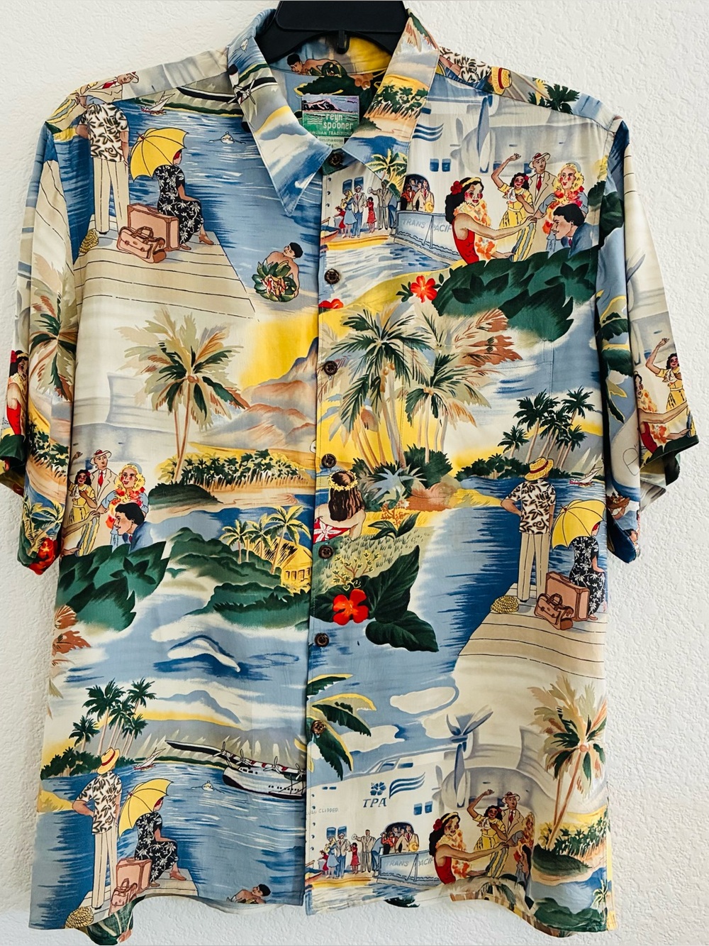Reyn Spooner Hawaiian Shirt Men’s Button Down Tropical Print Size XL